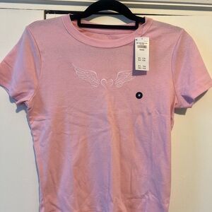 Hollister Women’s Heart Graphic Baby Tee - Size M NWT